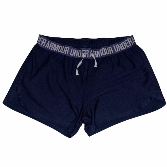 Under Armour Pants - Under Armour Navy Blue Logo Elastic Waistband Athletic Shorts
